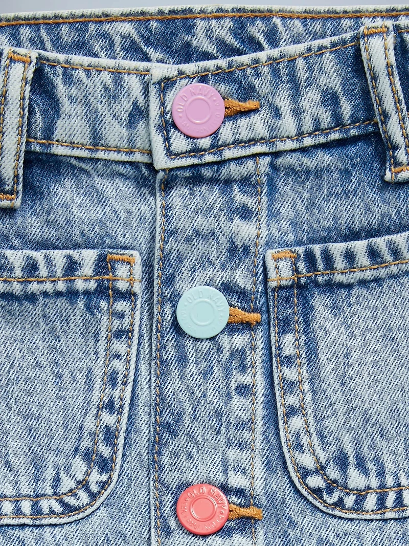 High-Waisted Button-Front Jean Skirt for Toddler Girls