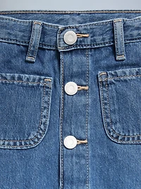 High-Waisted Button-Front Jean Skirt for Toddler Girls