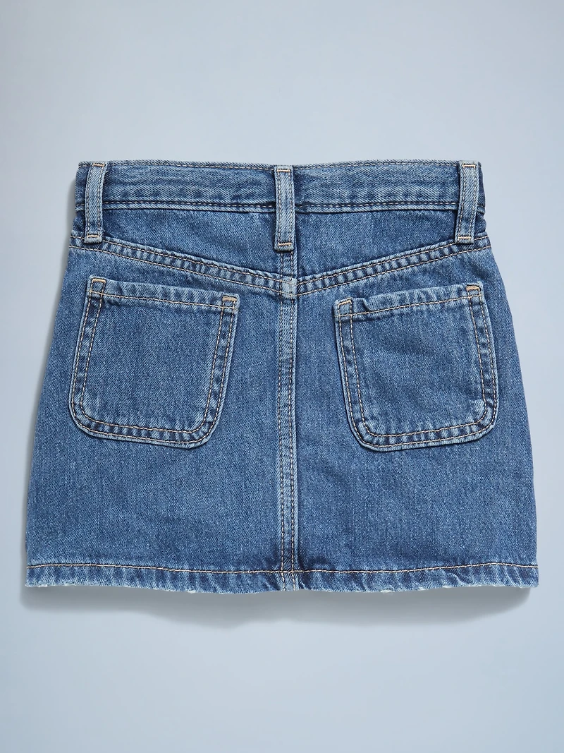 High-Waisted Button-Front Jean Skirt for Toddler Girls