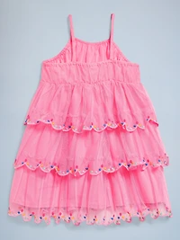 Birthday Sleeveless Tulle Fit and Flare Dress for Toddler Girls