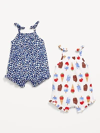 Sleeveless Tie-Knot One-Piece Romper 2-Pack for Baby