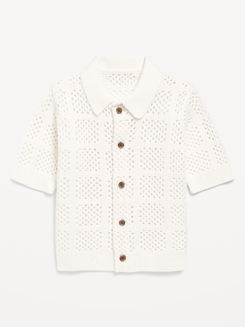 Oversized Crochet-Knit Shirt for Toddler Boys