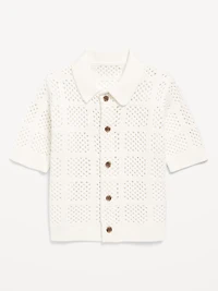 Oversized Crochet-Knit Shirt for Toddler Boys
