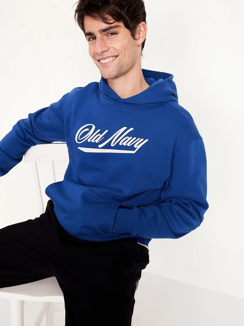 Oversized Logo Pullover Hoodie for Men