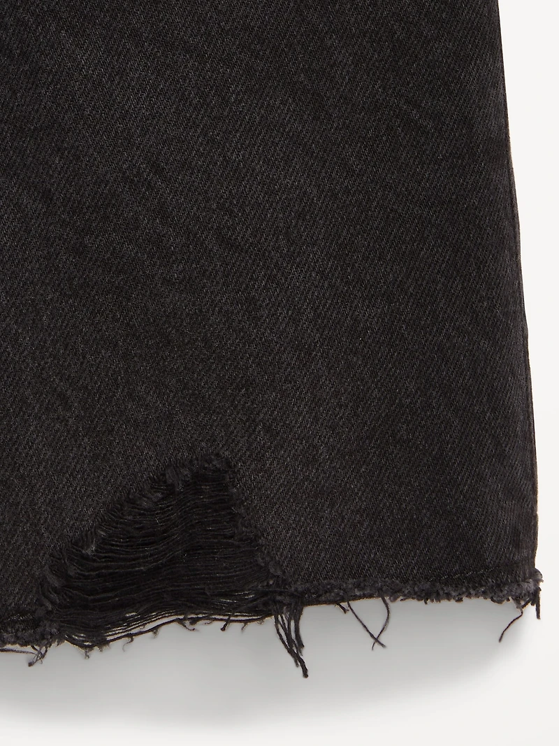Baggy Frayed-Hem Bermuda Jean Shorts for Girls