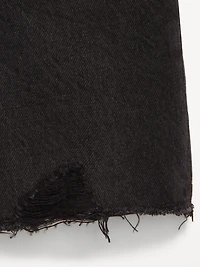 Baggy Frayed-Hem Bermuda Jean Shorts for Girls