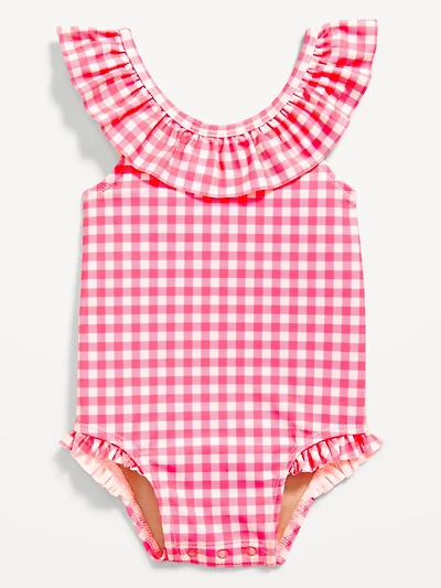Printed Ruffle-Trim One-Piece Swimsuit for Baby