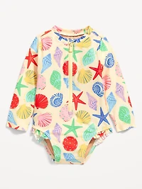 Printed Zip-Front Rashguard One-Piece Swimsuit for Baby