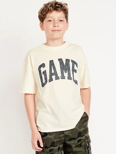 Oversized Washed Short-Sleeve T-Shirt for Boys