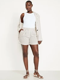 Extra High-Waisted Linen-Blend Taylor Trouser Shorts -- 5-inch inseam
