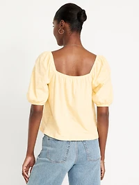 Square-Neck Puff-Sleeve Top