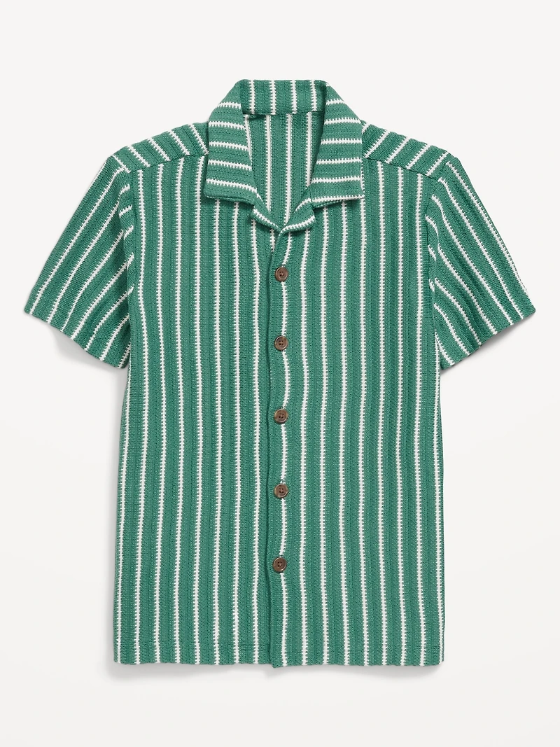 Printed Short-Sleeve Sweater-Knit Shirt for Boys