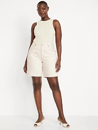 Mid-Rise Baggy Jean Bermuda Shorts -- 9-inch inseam