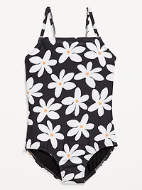 Printed Back Cutout One-Piece Swimsuit for Girls