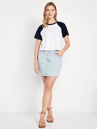 Mid-Rise Wow Jean Mini Skirt