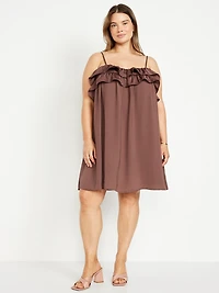 Ruffle-Trim Satin Mini Dress