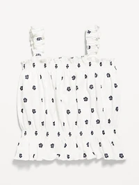 Sleeveless Crinkle Jacquard Peplum Tank Top for Toddler Girls