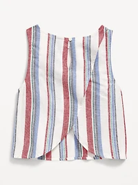 Sleeveless Cross-Back Linen-Blend Top for Girls