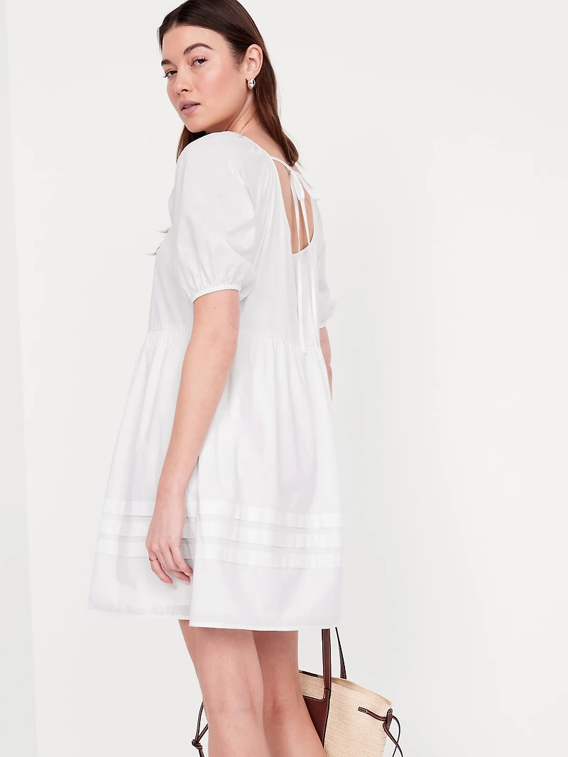 Pleated Mini Swing Dress