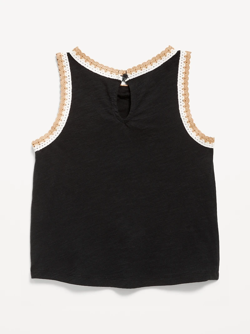 Sleeveless Crochet-Trim Top for Girls