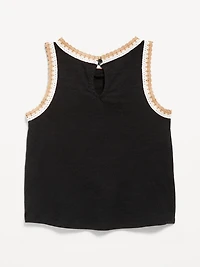 Sleeveless Crochet-Trim Top for Girls