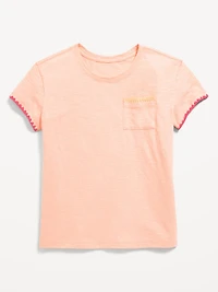 Softest Stitch-Trim Pocket T-Shirt for Girls