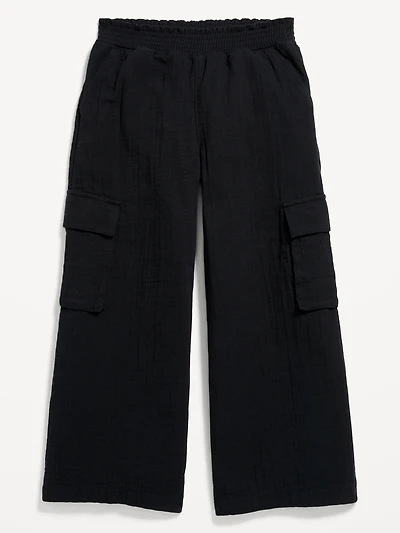 Double-Weave Wide-Leg Cargo Pants for Girls
