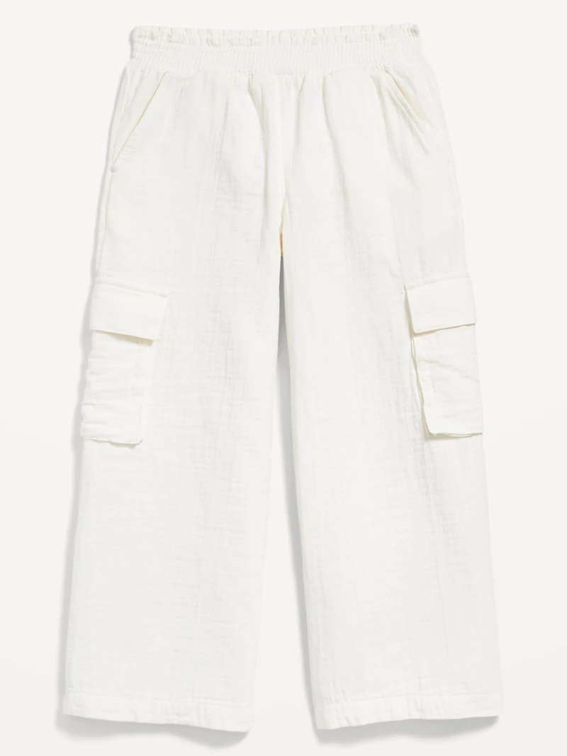 Double-Weave Wide-Leg Cargo Pants for Girls