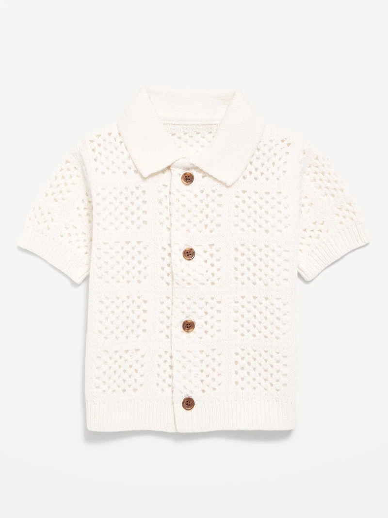 Short-Sleeve Crochet-Knit Shirt for Baby