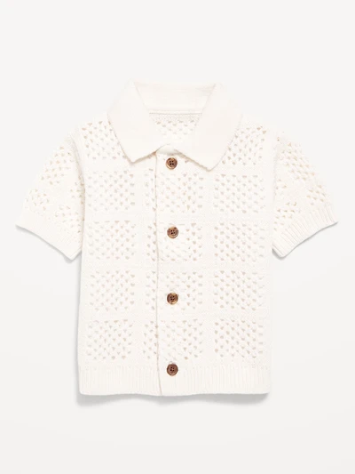 Short-Sleeve Crochet-Knit Shirt for Baby