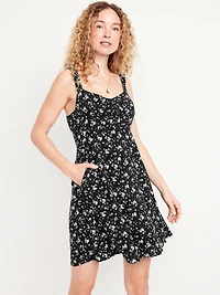 Fit & Flare Crepe Mini Dress