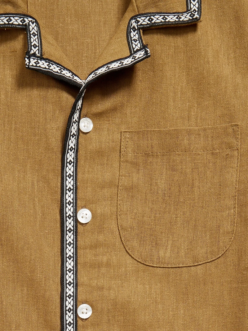 Short-Sleeve Linen-Blend Pocket Shirt for Boys