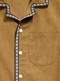 Short-Sleeve Linen-Blend Pocket Shirt for Boys