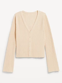 Textured Bouclé Button-Down Sweater