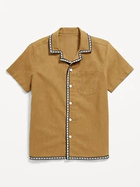 Short-Sleeve Linen-Blend Pocket Shirt for Boys