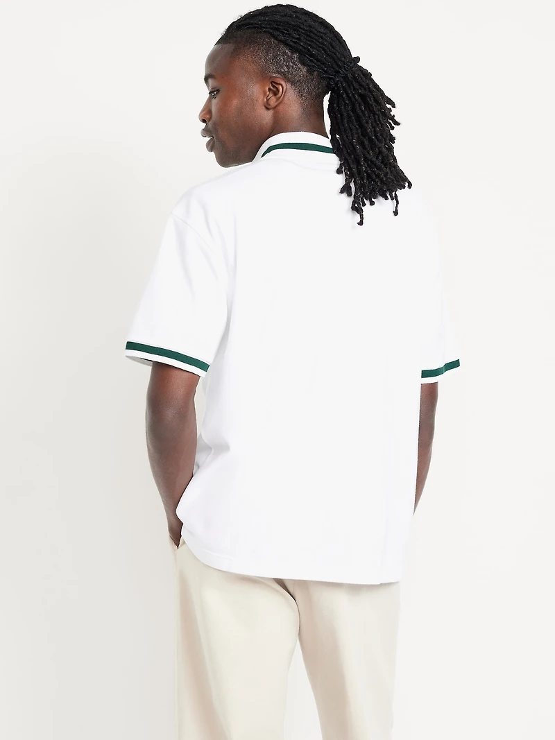 Mock-Neck Pique Quarter Zip