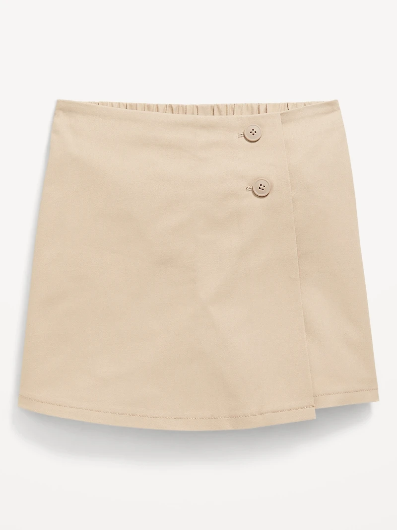 School Uniform Wrap-Front Skort for Girls
