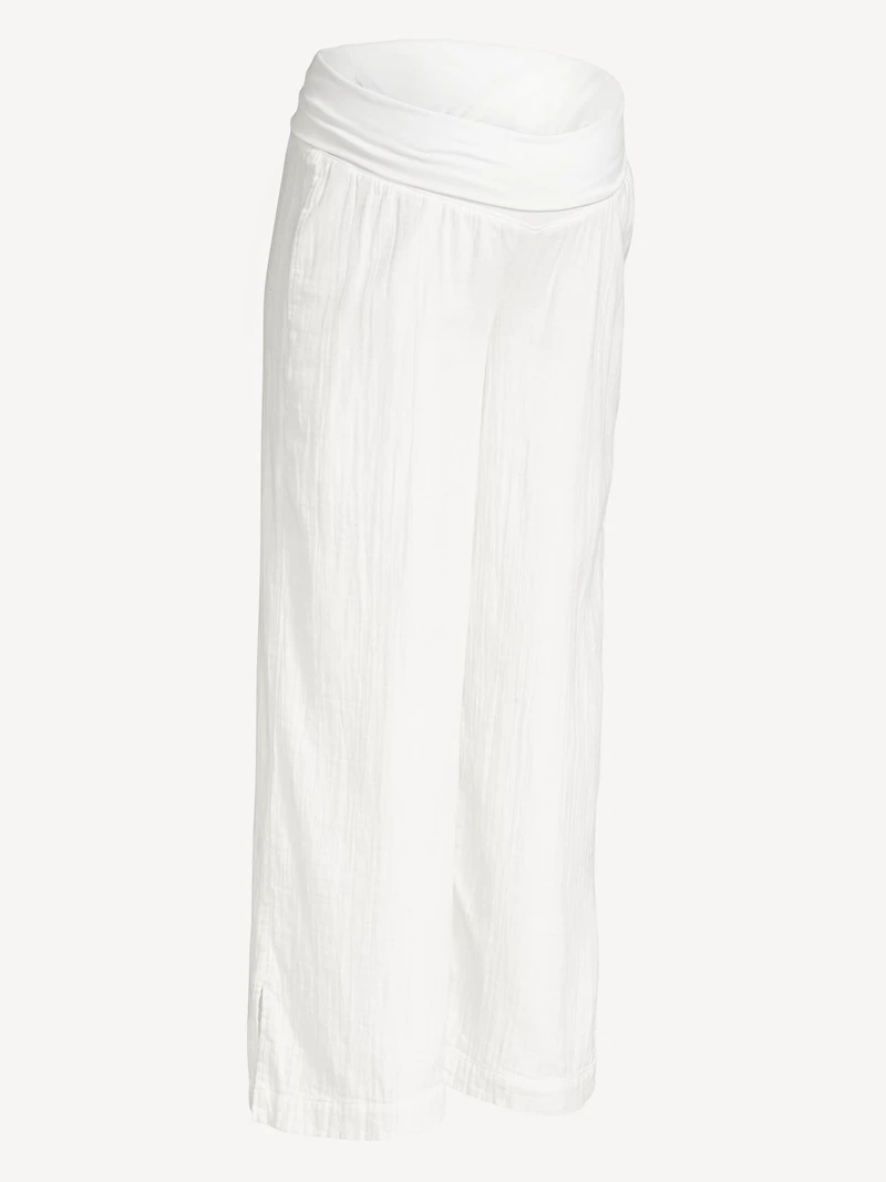 Pantalon à jambe large avec panneau rabattable de maternité
