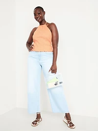 Sleeveless Smocked Crop Top