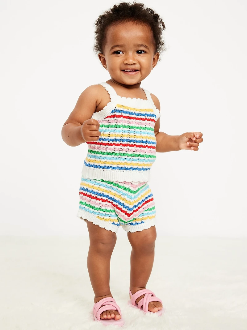 Crochet-Knit Cami Top and Shorts Set for Baby