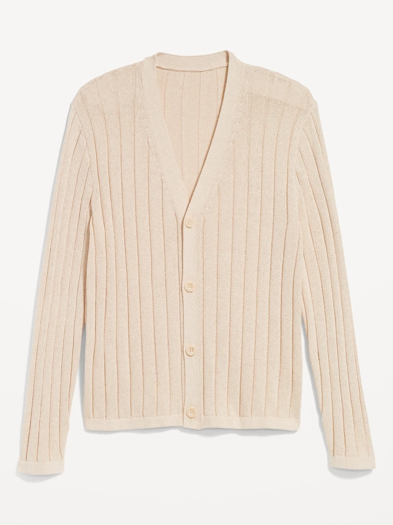 Ribbed Button-Front Cardigan