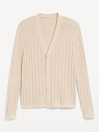 Ribbed Button-Front Cardigan