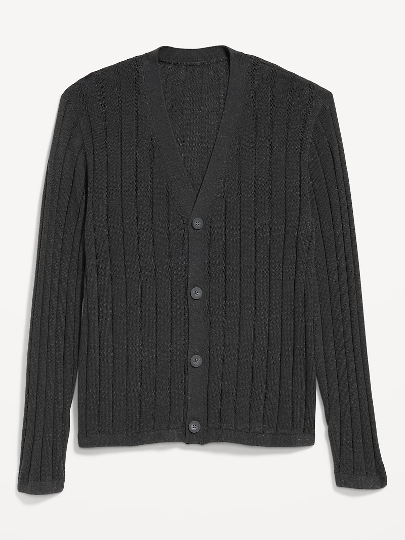 Ribbed Button-Front Cardigan
