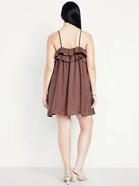 Ruffle-Trim Satin Mini Dress