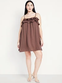 Ruffle-Trim Satin Mini Dress