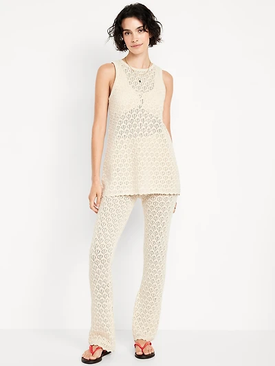 High-Waisted Crochet Flare Pants