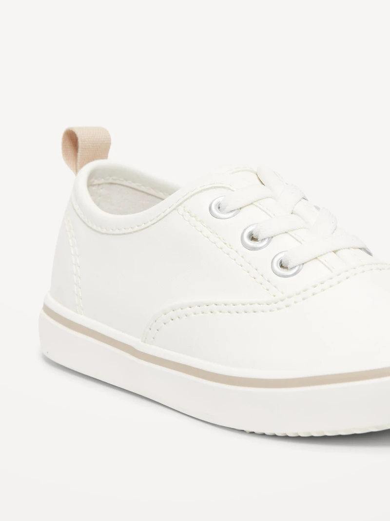 Unisex Elastic-Lace Faux-Leather Sneakers for Toddler