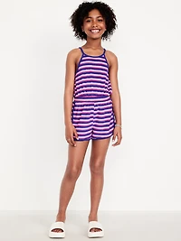 Waist-Defined Terry Romper for Girls