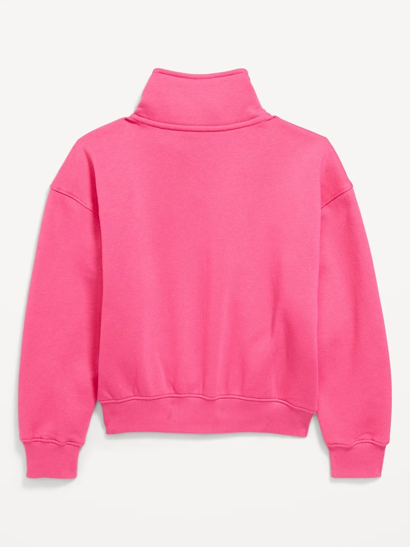 Oversized Quarter-Zip Sweatshirt for Girls