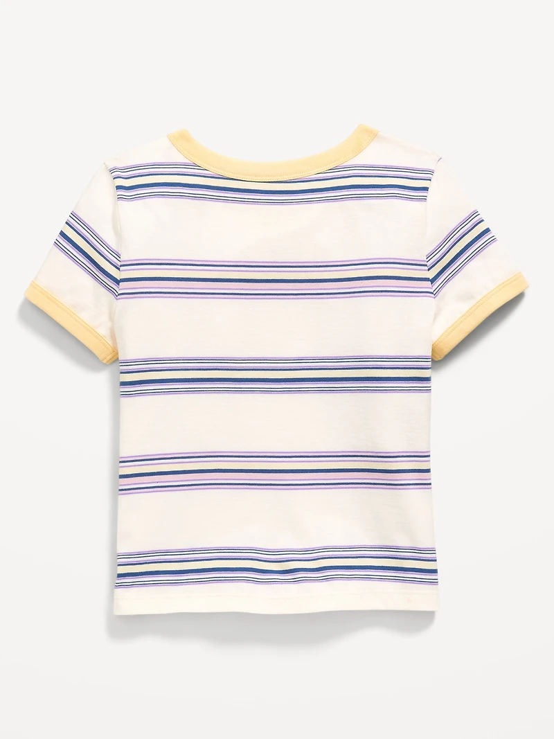 Fitted Short-Sleeve Printed Ringer T-Shirt for Girls